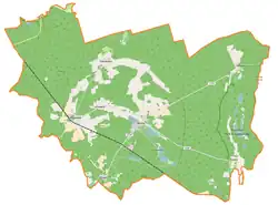 Mapa konturowa gminy Bytnica, blisko centrum u góry znajduje się punkt z opisem „Garbowo”
