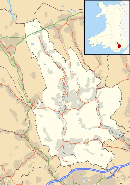 Mapa konturowa Caerphilly