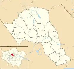 Mapa konturowa gminy Camden, na dole po prawej znajduje się punkt z opisem „Euston Square”