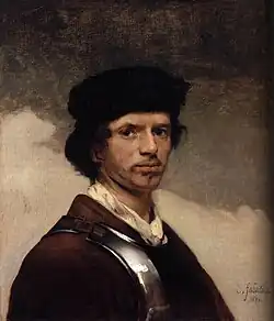 Młody mężczyzna w futrzenej czapce i zbroi; prawdop. autoportret (1654)