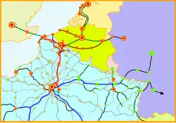 Mapa przebiegu linii kolejowej LN3