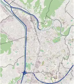 Mapa konturowa Grenoble, w centrum znajduje się punkt z opisem „Gare de Grenoble”