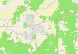 Mapa konturowa Cegłowa, po lewej nieco na dole znajduje się punkt z opisem „Cisie”