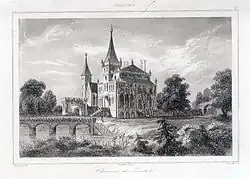 Staloryt „Zamek w Zatorze”, syg. Ch. Lataisse z „Pologne” C.Forstera, Paryż&nbsp;1840