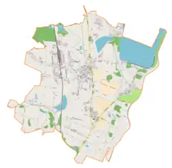 Mapa konturowa gminy Chełm Śląski, blisko centrum na dole znajduje się punkt z opisem „Kopciowice”