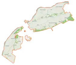 Mapa konturowa gminy wiejskiej Chełmno, u góry po prawej znajduje się punkt z opisem „Podwiesk”