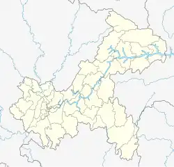 Mapa konturowa Chongqingu, po lewej nieco na dole znajduje się punkt z opisem „Chongqing”