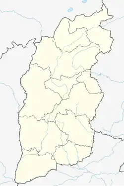 Mapa konturowa Shanxi, u góry nieco na prawo znajduje się punkt z opisem „Datong”