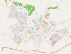 Mapa konturowa Chojnic, na dole znajduje się punkt z opisem „Chojnice”