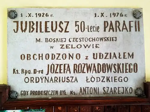 Tablica 50-lecia parafii
