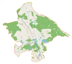 Mapa konturowa gminy Ciasna, w centrum znajduje się punkt z opisem „Molna”