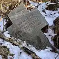 Kamienny krzyż nagrobny wskazujący na pochówek Alfreda Hermanna (1911-1940), jednego z właścicieli ziemskich Gałęzowa