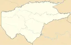 Mapa konturowa Guaviare, blisko centrum na lewo znajduje się punkt z opisem „Calamar”