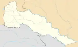 Mapa konturowa Putumayo, u góry po lewej znajduje się punkt z opisem „Mocoa”