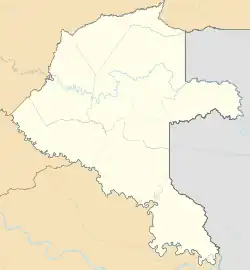 Mapa konturowa Vaupés, u góry nieco na prawo znajduje się punkt z opisem „Mitú”