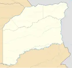 Mapa konturowa Vichada, u góry po lewej znajduje się punkt z opisem „La Primavera”