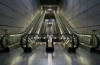 Ruchome schody na stacji Amagerbro kopenhaskiego metra