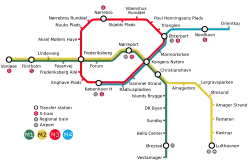 Schemat kopenhaskiego metra od 2020 r.