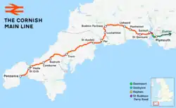 Mapa przebiegu linii kolejowej