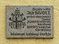 Tablica upamiętniająca wizytę Jana Pawła II