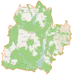 Mapa konturowa gminy Czarna Dąbrówka, u góry nieco na prawo znajduje się punkt z opisem „Kotuszewo”