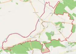 Mapa konturowa Czarnkowa, w centrum znajduje się punkt z opisem „Browar Czarnków”