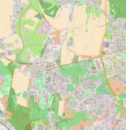 Mapa konturowa Czeladzi, na dole nieco na prawo znajduje się punkt z opisem „Piaski”