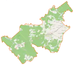 Mapa konturowa gminy Czersk, po lewej nieco na dole znajduje się punkt z opisem „Rytel”