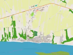 Mapa konturowa Czerwińska nad Wisłą, na dole znajduje się punkt z opisem „Stary cmentarz żydowski w Czerwińsku nad Wisłą”
