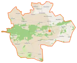 Mapa konturowa gminy Dąbrowa Biskupia, po lewej znajduje się punkt z opisem „Balczewo”