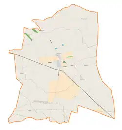 Mapa konturowa gminy Dąbrowice, blisko centrum na lewo znajduje się punkt z opisem „Piotrowo”