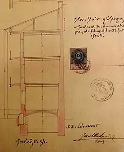 Plany budowy oficyny w Zakładzie ks. Siemaszki z jego własnoręcznym podpisem