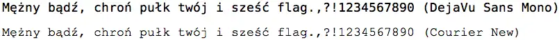 Porównanie fontów DejaVu Sans Mono i Courier New