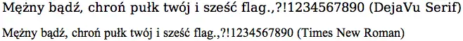 Porównanie fontów DejaVu Serif i Times New Roman
