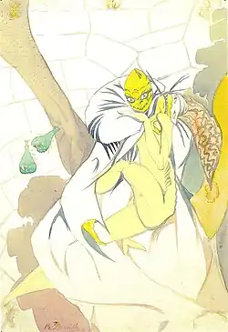 Uściski w maskach (akwarela)