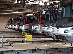 Pociągi M1 w zajezdni Kačerov