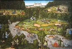 Lucas Cranach młodszy, Polowanie na jelenie, 1540