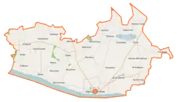 Mapa konturowa gminy Dobrzyń nad Wisłą, po lewej znajduje się punkt z opisem „Grochowalsk”