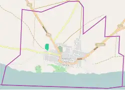 Mapa konturowa Dobrzynia nad Wisłą, w centrum znajduje się punkt z opisem „Cmentarz parafialny w Dobrzyniu nad Wisłą”