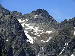 Spadowa Kopa widoczna pomiędzy Niżnimi Rysami a Żabim Szczytem Wyżnim