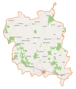 Mapa konturowa gminy Drohiczyn, po prawej nieco na dole znajduje się punkt z opisem „Sytki”