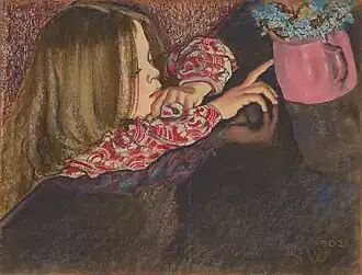 Stanisław Wyspiański, Helenka z wazonem, pastel, papier, 1902