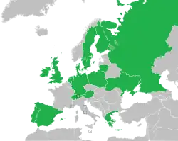 Mapa z zaznaczeniem państw uczestniczących