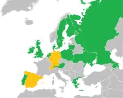 Mapa z zaznaczeniem państw uczestniczących