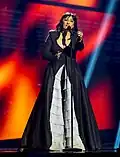 Kaliopi podczas występu w 61. Konkursie Piosenki Eurowizji w Sztokholmie, maj 2016