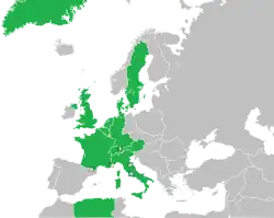 Mapa z zaznaczeniem państw uczestniczących