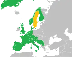 Mapa z zaznaczeniem państw uczestniczących