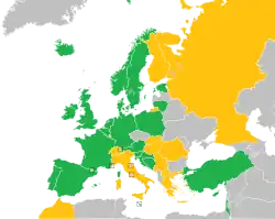 Mapa z zaznaczeniem państw uczestniczących