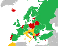 Mapa z zaznaczeniem państw uczestniczących