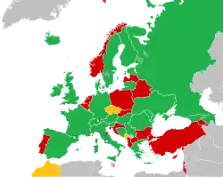 Mapa z zaznaczeniem państw uczestniczących